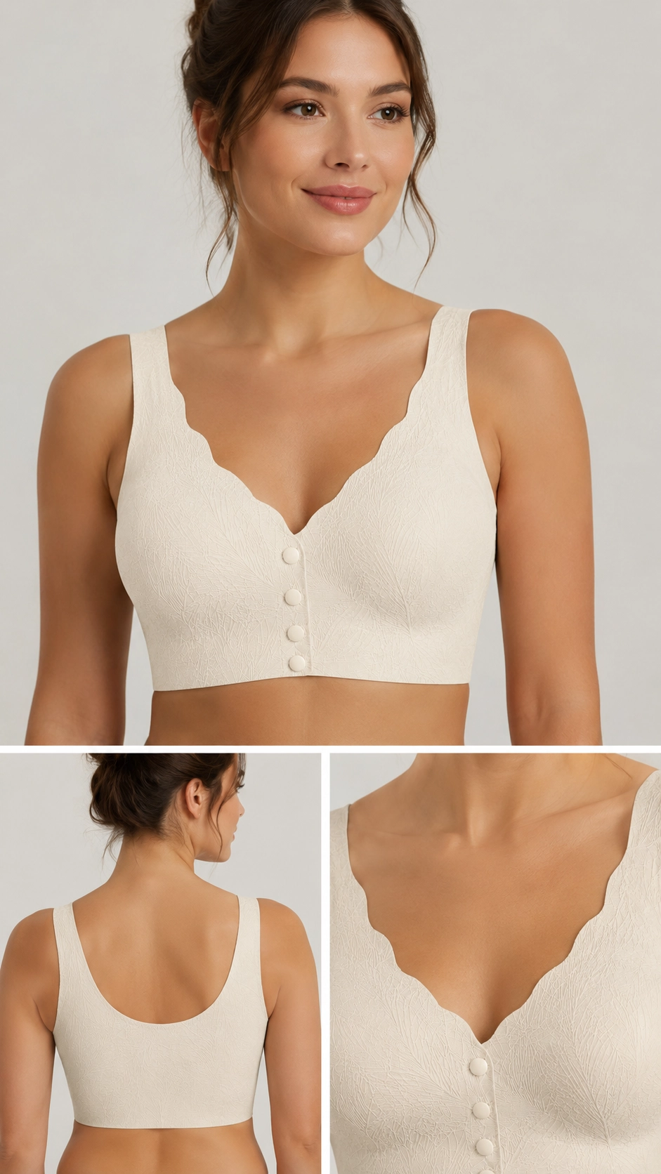 Un Real Kadın Lazer Kesim Düğmeli Bralet Sütyen Balensiz Dikişsiz Toparlayıcı Rahat Model