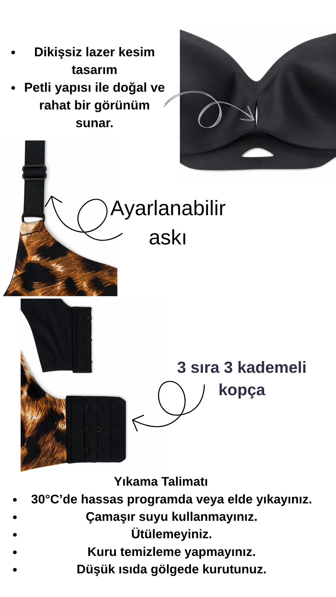 Un Real Dikişsiz Lazer Kesim Ayarlanabilir Askılı Sütyen