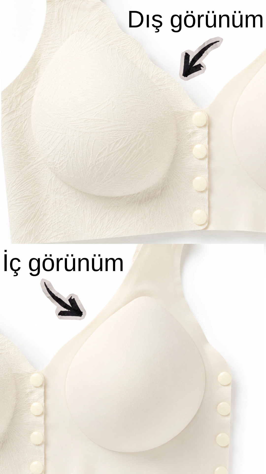 Un Real Kadın Lazer Kesim Düğmeli Bralet Sütyen Balensiz Dikişsiz Toparlayıcı Rahat Model