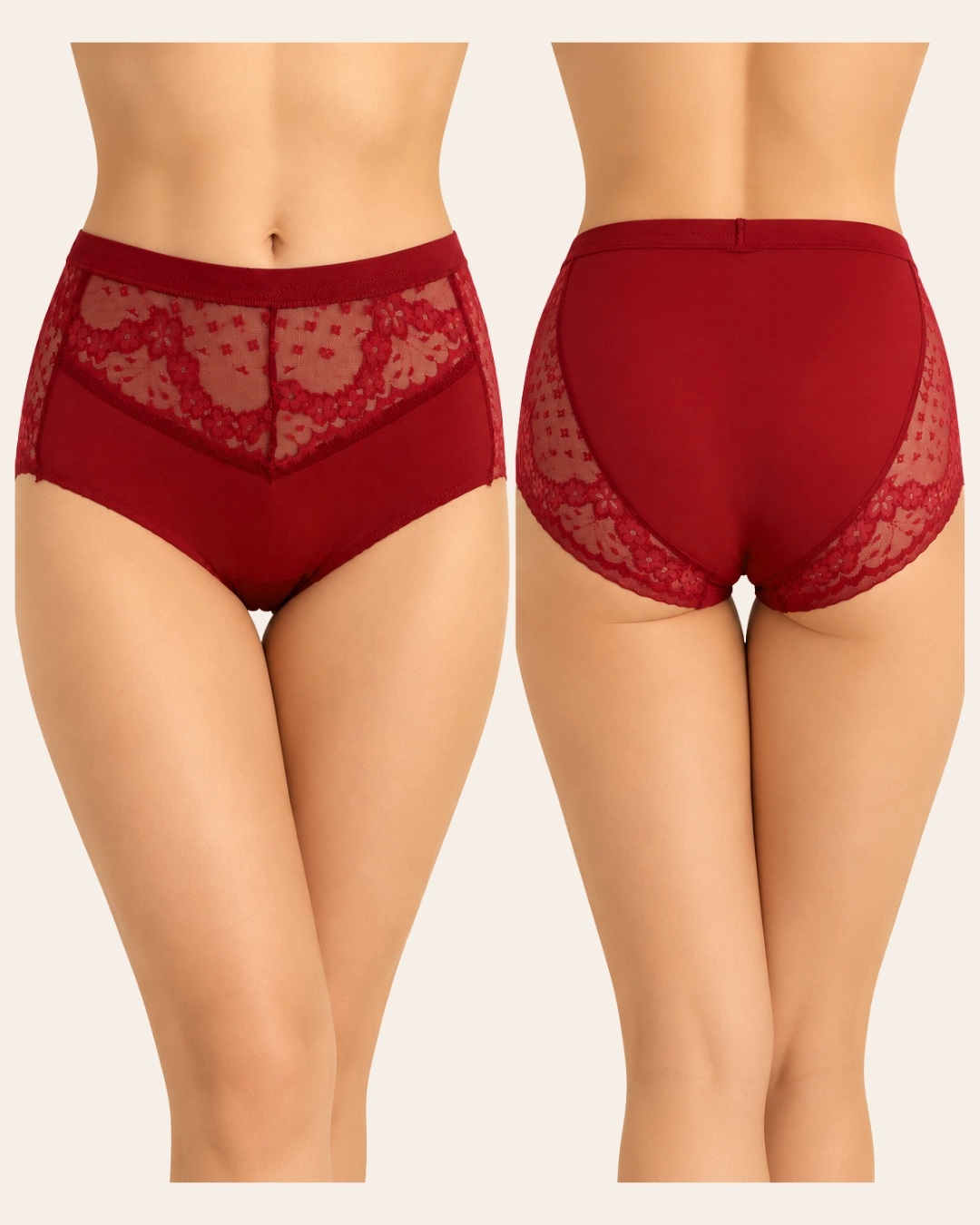 UN REAL 5’li Kadın Çiçek Desenli Dantel Detaylı Külot Seti L/XL
