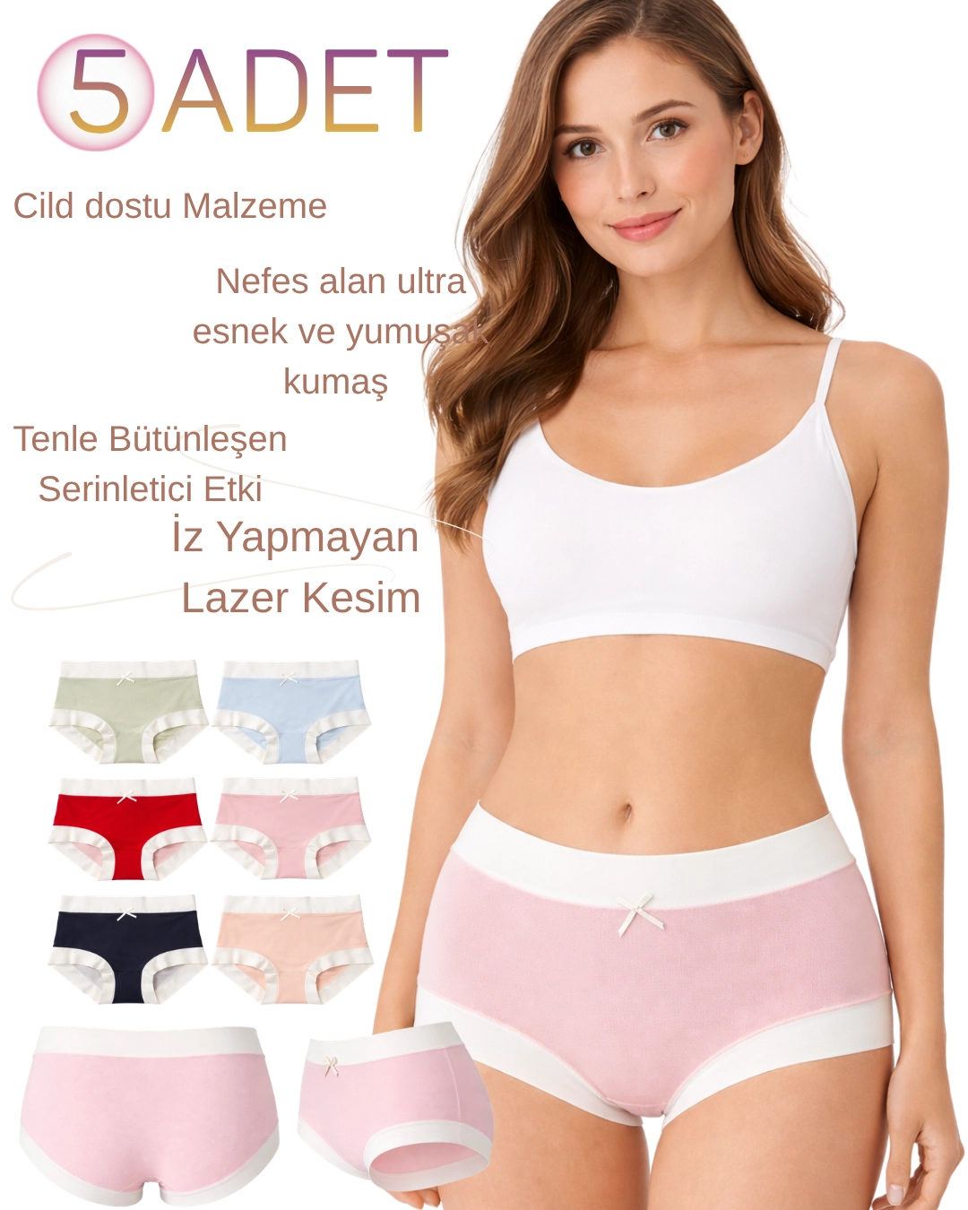 Un Real Underwear 2006 Kadın Pamuklu Yüksek Bel Külot 5’li Set