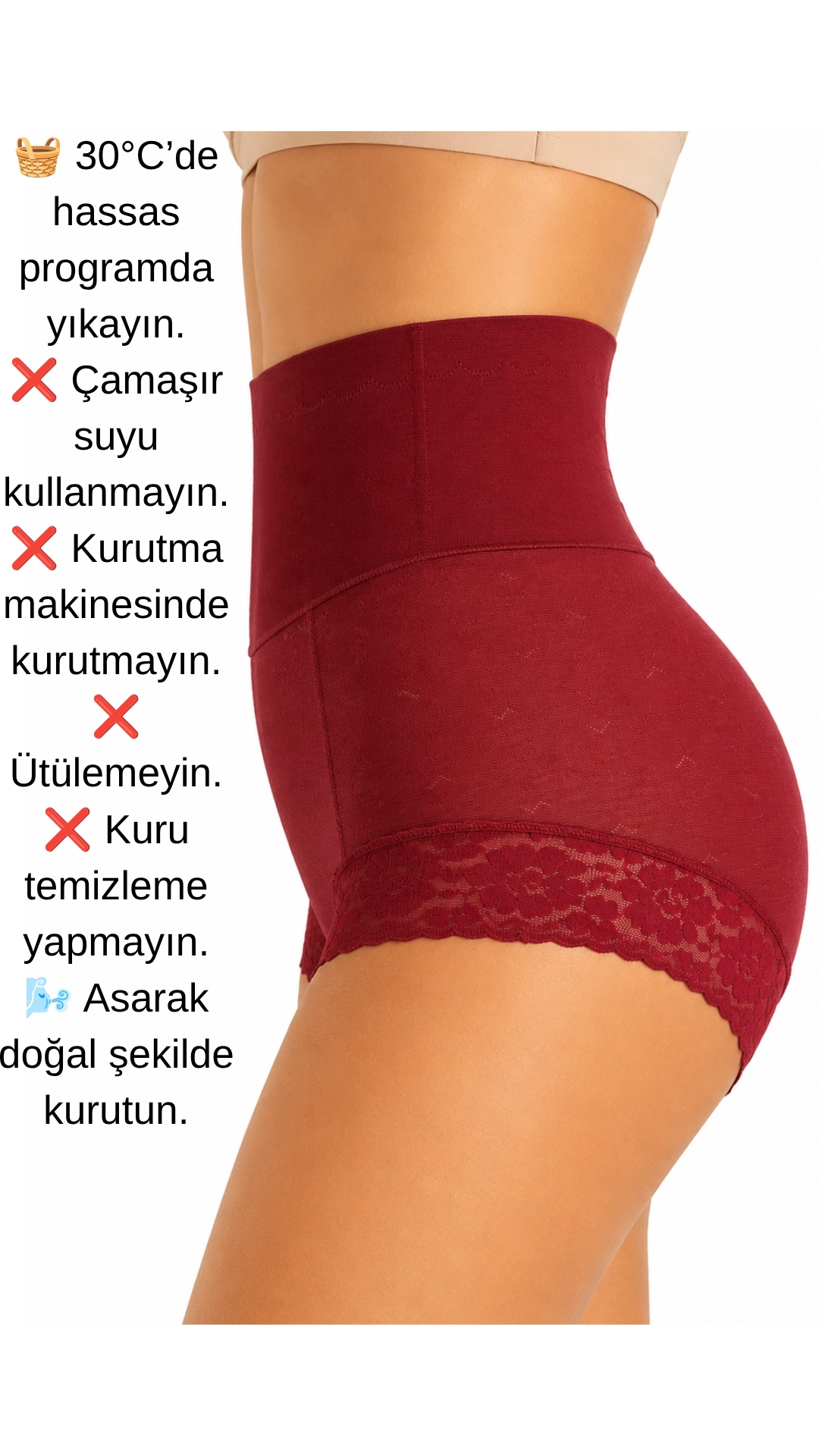 Un Real Kdın Yüksek Bel Paçası Dantelli Toparlayıcı Korseli Külot