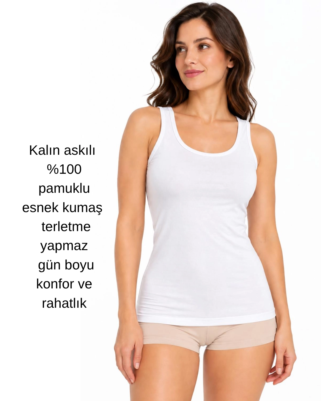 UN REAL Özten Kadın Geniş Askılı Ribana %100 Pamuk Atlet 3’lü Paket