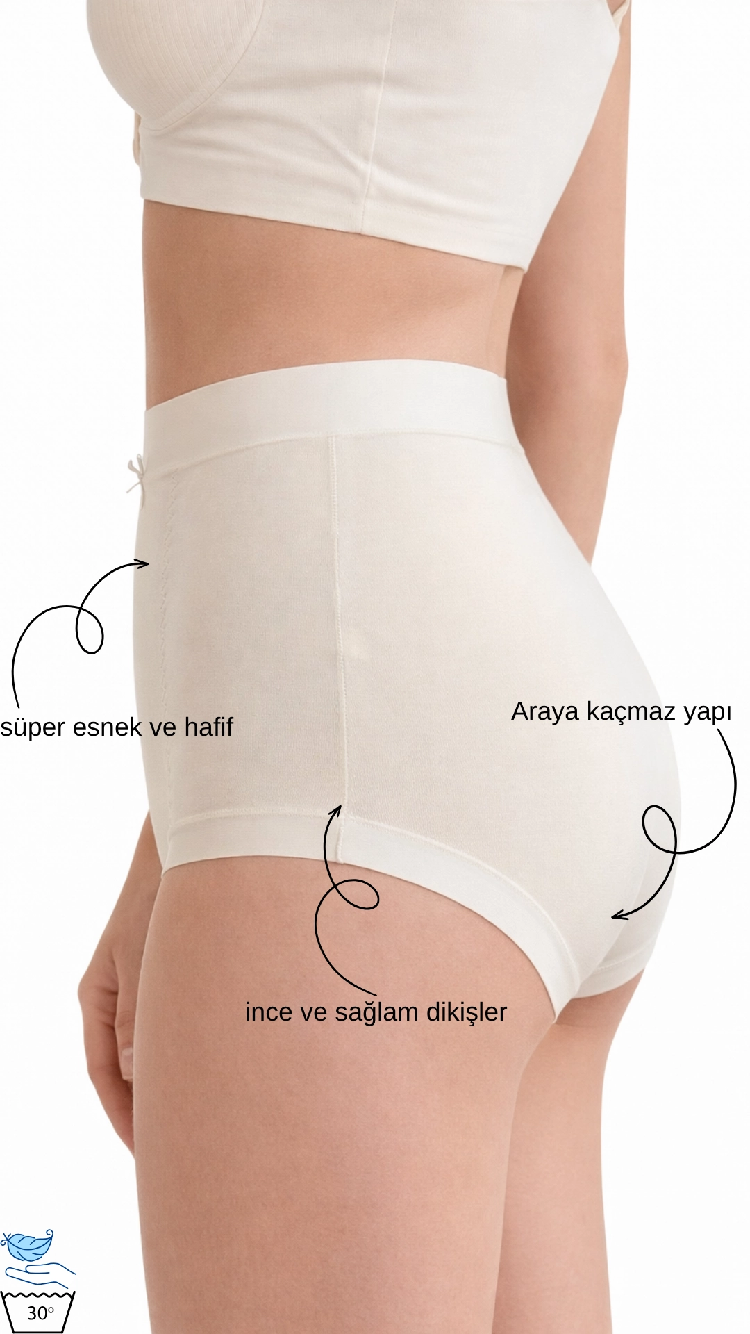 Real Underwear 1821 Kadın Yüksek Bel Pamuklu Külot