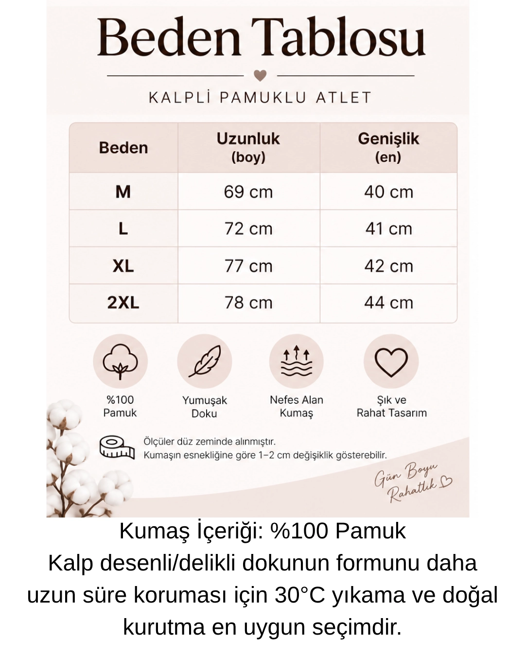 UN REAL Özten Kadın Geniş Askılı Kalp Baskılı % 100 Pamuk Atlet 3’lü Paket