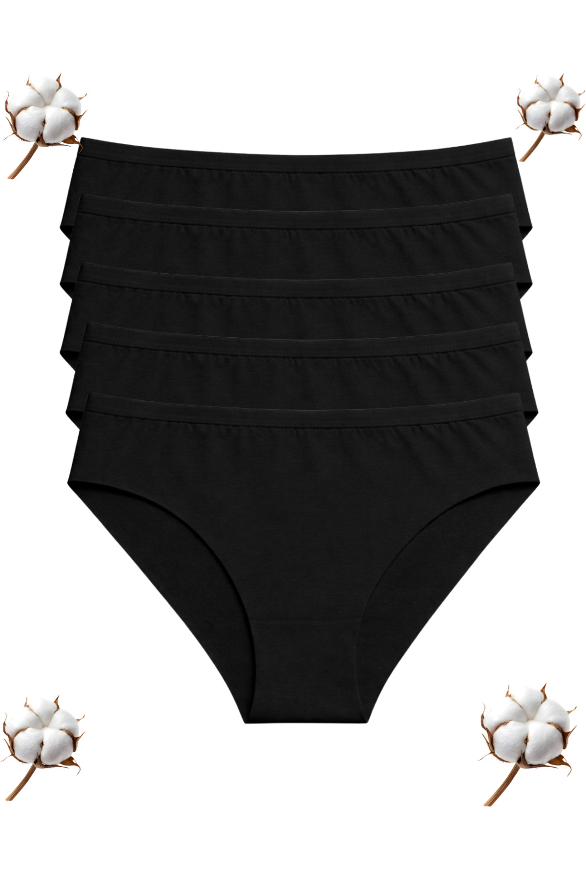 5’li Paket Kadın Slip Külot Lazer Kesim Dikiş İzi Yapmaz Esnek Pamuk Modal M/L/XL