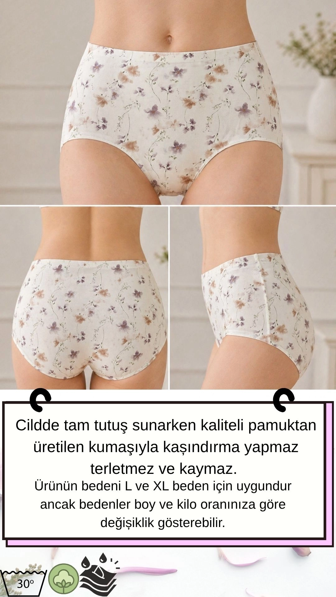 Un Real Lazer Kesim Çiçek Baskılı Külot 5’li Paket