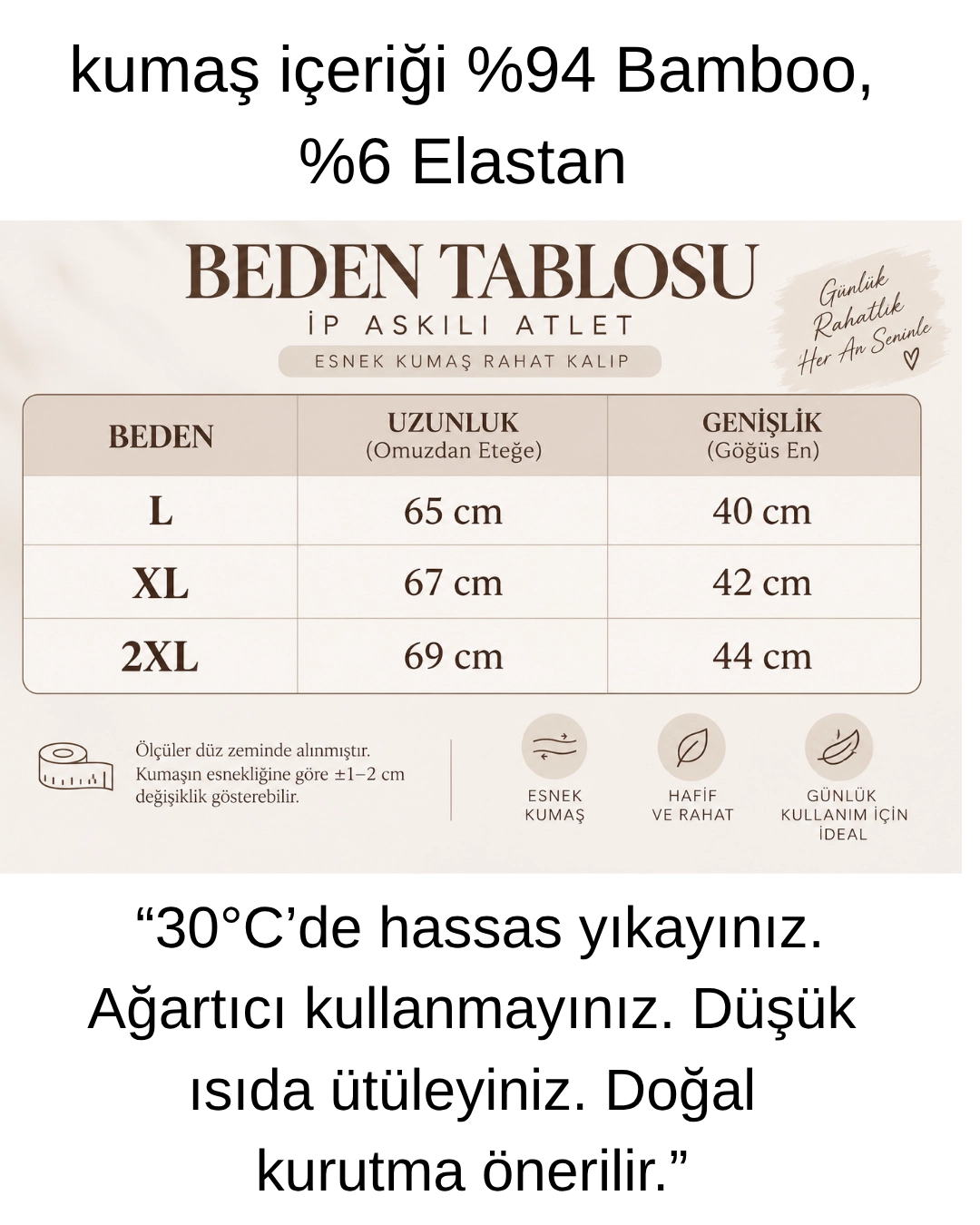 UN REAL  Özten 3’lü Kadın Bambu Kumaş İp Askılı Atlet Seti – Yumuşak ve Esnek