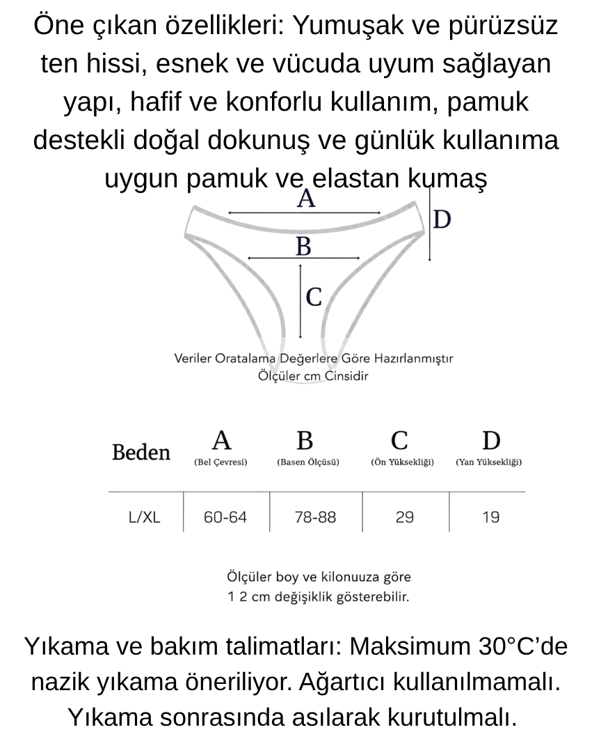 Un Real Kadın 5’li Paket Bambu Yüksek Bel Kendinden Desenli Rahat Külot