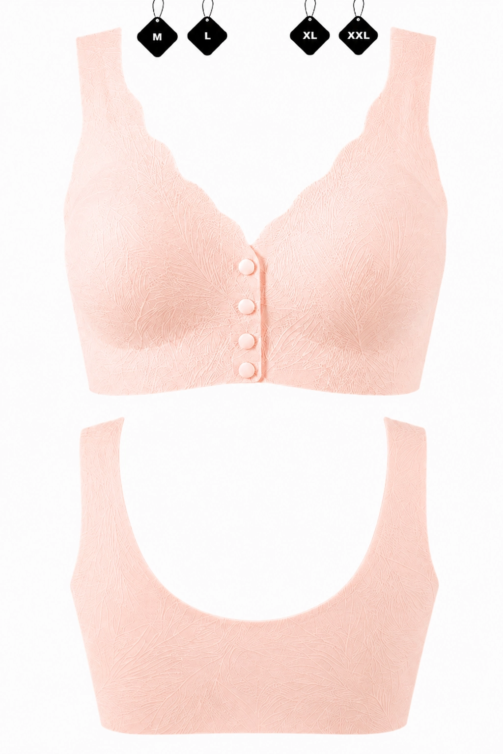 Un Real Kadın Somon Lazer Kesim Düğmeli Bralet Sütyen Balensiz Dikişsiz Rahat Model