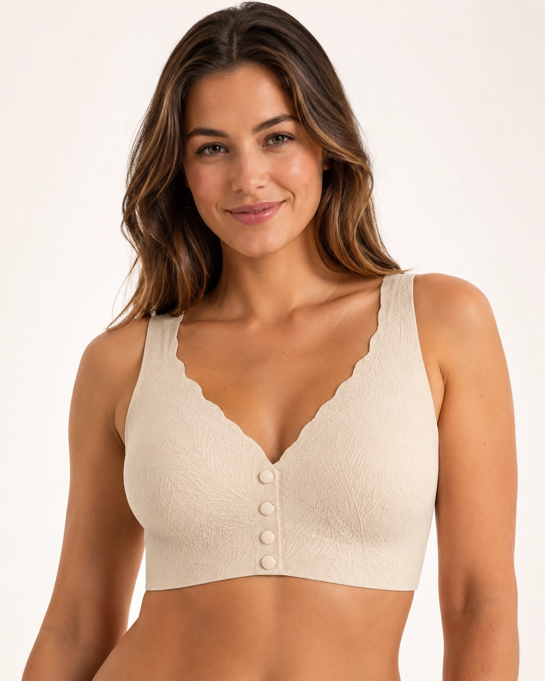 Un Real Kadın Gri Lazer Kesim Düğmeli Bralet Sütyen Balensiz Dikişsiz Rahat Model