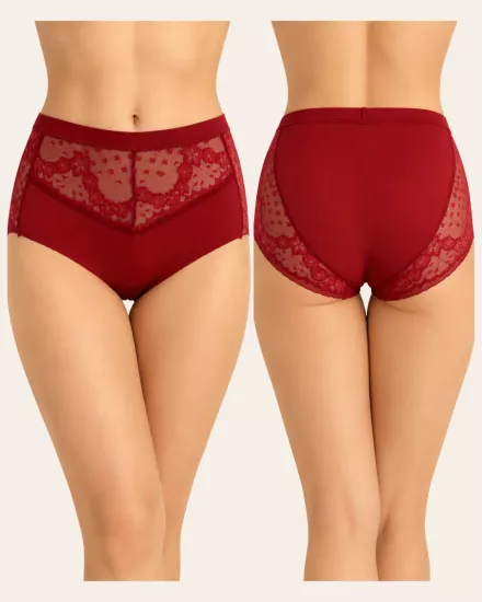 UN REAL 5’li Kadın Çiçek Desenli Dantel Detaylı Külot Seti L/XL