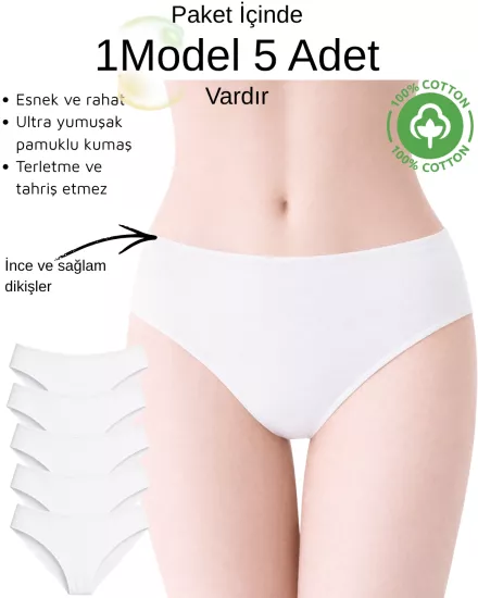 6’lı Kadın Bikini Külot Seti – İz Yapmayan Modal & Pamuk, Siyah / Beyaz / Ten Renk Seçenekli