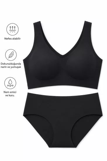 Balensiz Çıkarabilir Pedli Dikişsiz Lazer Sütyen ve Külolt Takım 007