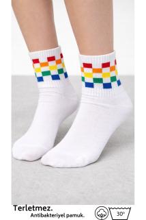 Unisex Pamuklu Soket Çorap 5’li Paket Renkli Desenli Günlük Spor Çorap 36-40