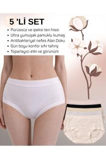 Yüksek Bel Toparlayıcı Seamless Kadın Külot 5’li Set Nefes Alan Yumuşak Doku M-L