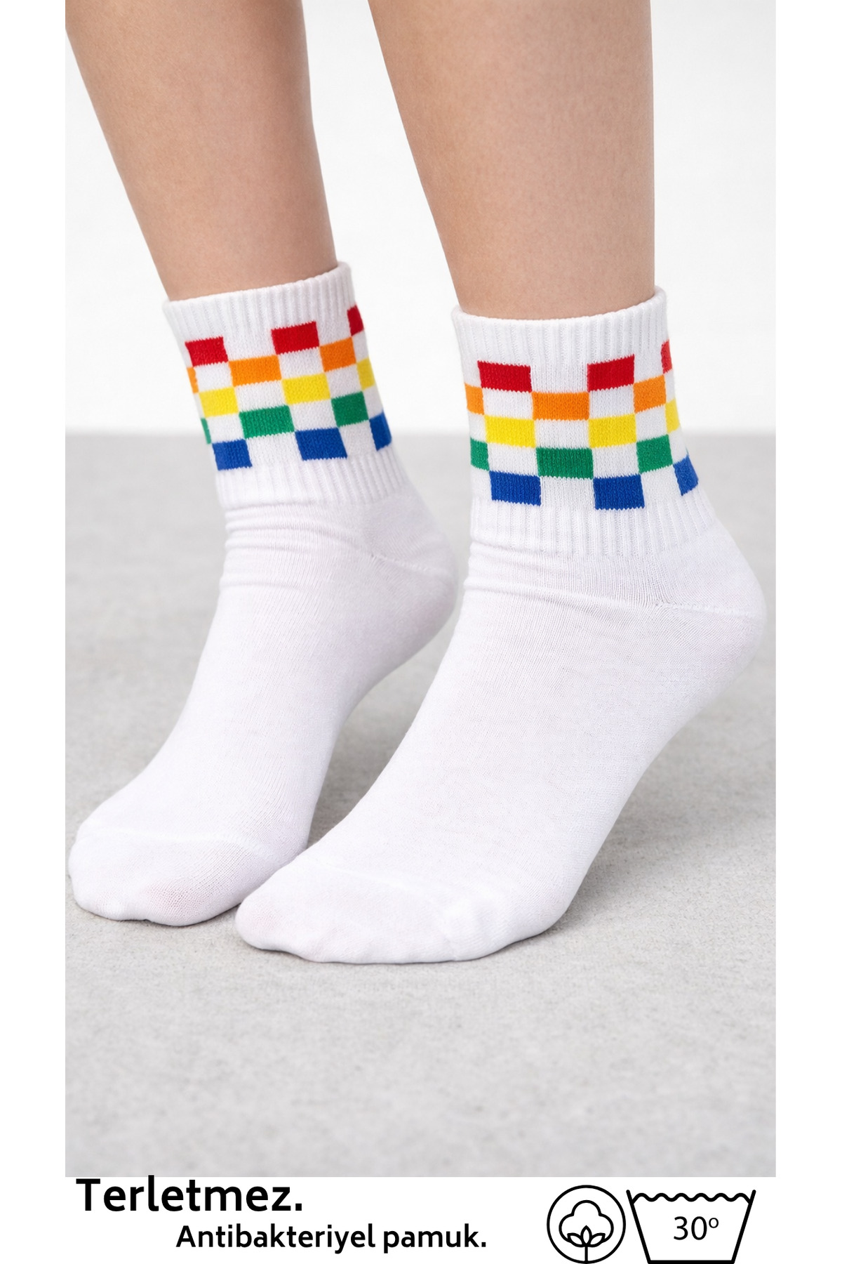 Unisex Pamuklu Soket Çorap 5’li Paket Renkli Desenli Günlük Spor Çorap 36-40