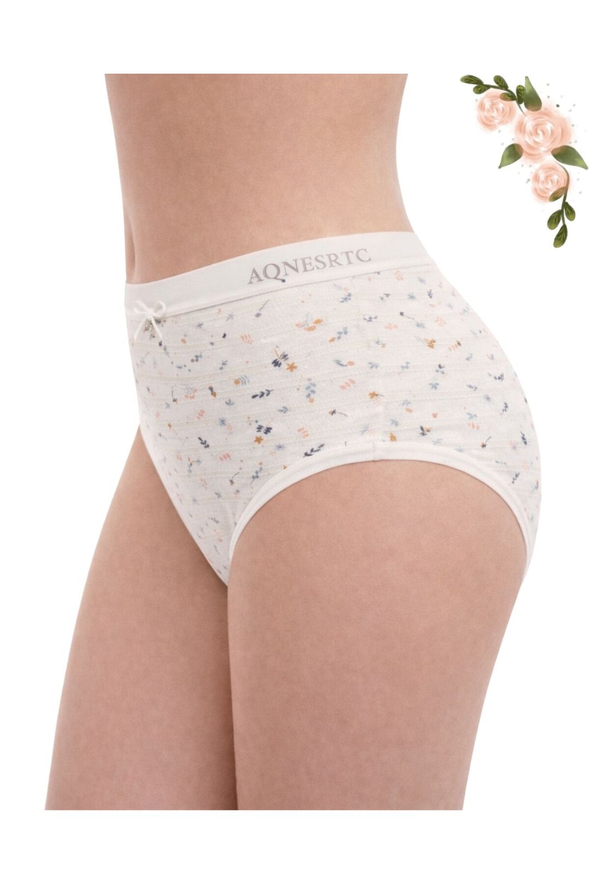 Yüksek Bel Baskılı Kadın Külot – İz Yapmayan, Yumuşak Pamuklu Viskon – 5’li Paket M/L