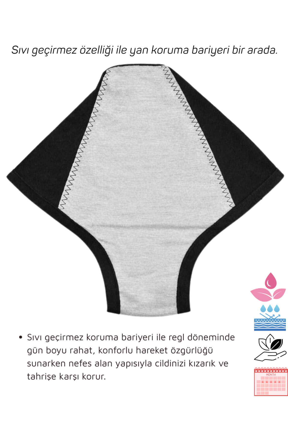 5’li Yüksek Bel Regl Külodu – Sızıntı Korumalı, Pamuklu (XL-XXL)